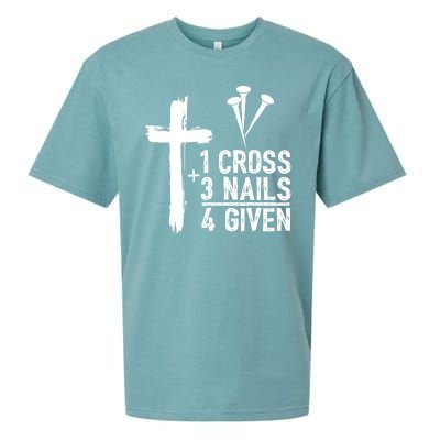 1 Cross 3 Nails 4 Given Happy Easter Day Jesus Christian Sueded Cloud Jersey T-Shirt