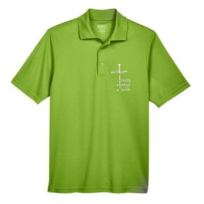 1 Cross 3 Nails Forgiven Christian Easter Men's Origin Performance Piqué Polo