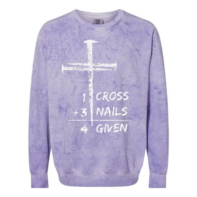 1 Cross 3 Nails Forgiven Christian Easter Colorblast Crewneck Sweatshirt