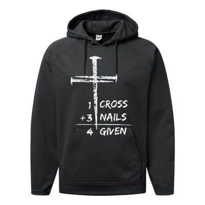 1 Cross 3 Nails Forgiven Christian Easter Performance Fleece Hoodie