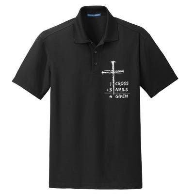 1 Cross 3 Nails Forgiven Christian Easter Dry Zone Grid Polo