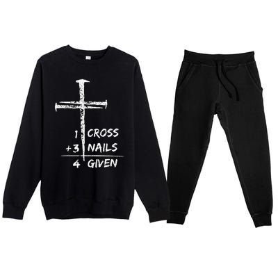 1 Cross 3 Nails Forgiven Christian Easter Premium Crewneck Sweatsuit Set