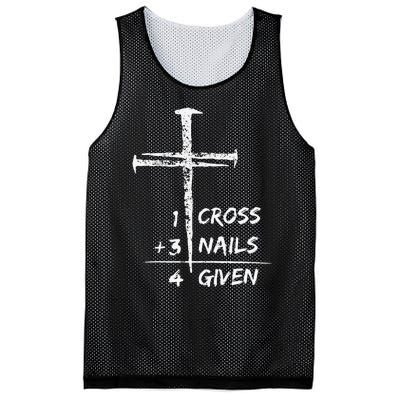 1 Cross 3 Nails Forgiven Christian Easter Mesh Reversible Basketball Jersey Tank