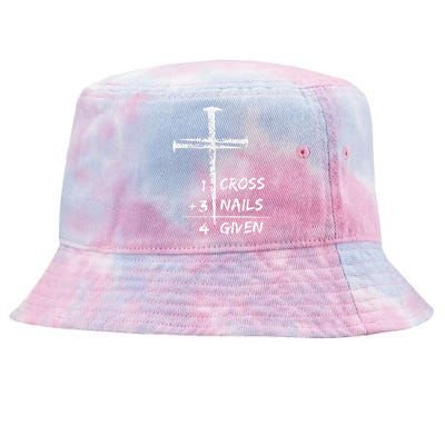 1 Cross 3 Nails Forgiven Christian Easter Tie-Dyed Bucket Hat