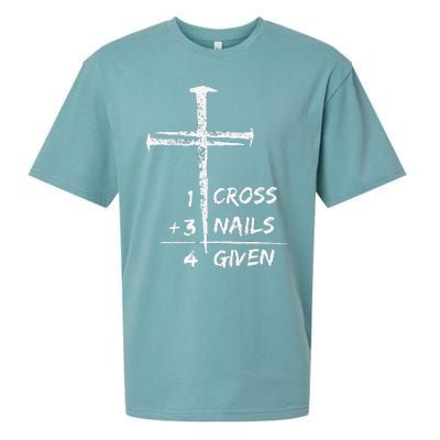 1 Cross 3 Nails Forgiven Christian Easter Sueded Cloud Jersey T-Shirt