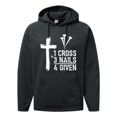 1 Cross 3 Nails Forgiven Christian Happy Easter Gift Performance Fleece Hoodie