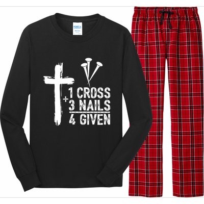 1 Cross 3 Nails Forgiven Christian Happy Easter Gift Long Sleeve Pajama Set