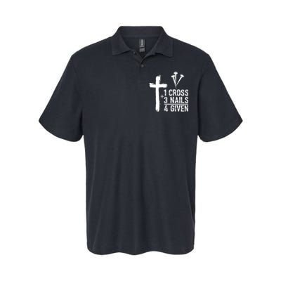 1 Cross 3 Nails Forgiven Christian Happy Easter Gift Softstyle Adult Sport Polo