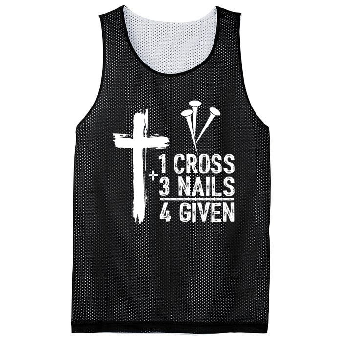 1 Cross 3 Nails Forgiven Christian Happy Easter Gift Mesh Reversible Basketball Jersey Tank