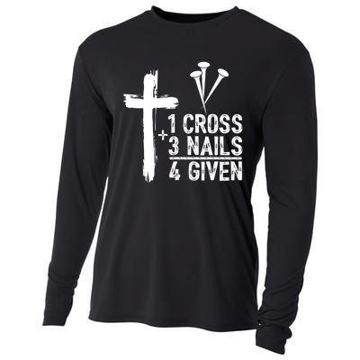 1 Cross 3 Nails Forgiven Christian Happy Easter Gift Cooling Performance Long Sleeve Crew