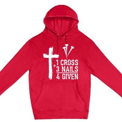 1 Cross 3 Nails Forgiven Christian Happy Easter Gift Premium Pullover Hoodie