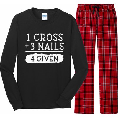 1 Cross 3 Nails 4 Given Faith Inspirational Long Sleeve Pajama Set