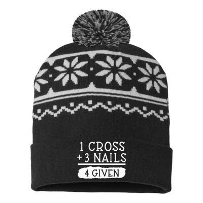 1 Cross 3 Nails 4 Given Faith Inspirational USA-Made Snowflake Beanie