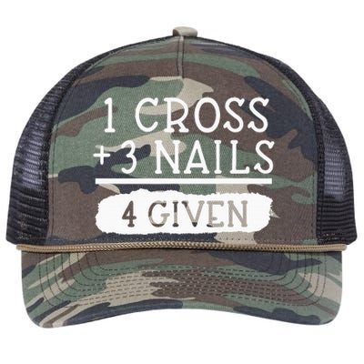 1 Cross 3 Nails 4 Given Faith Inspirational Retro Rope Trucker Hat Cap