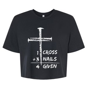 1 Cross 3 Nails Forgiven Christian Easter Gift Bella+Canvas Jersey Crop Tee