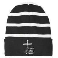 1 Cross 3 Nails Forgiven Christian Easter Gift Striped Beanie with Solid Band