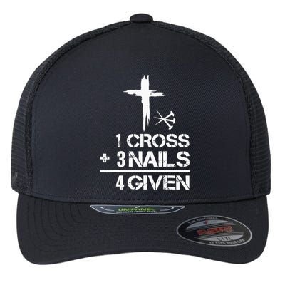 1 Cross 3 Nails Forgiven Christian Easter Gift Flexfit Unipanel Trucker Cap