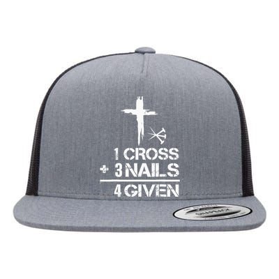 1 Cross 3 Nails Forgiven Christian Easter Gift Flat Bill Trucker Hat