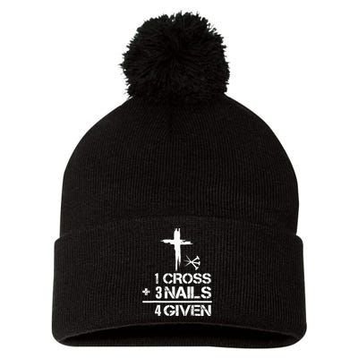 1 Cross 3 Nails Forgiven Christian Easter Gift Pom Pom 12in Knit Beanie