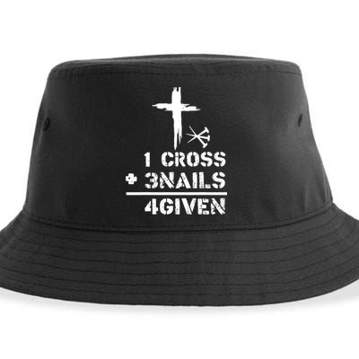 1 Cross 3 Nails Forgiven Christian Easter Day Gift Sustainable Bucket Hat