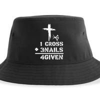 1 Cross 3 Nails Forgiven Christian Easter Day Gift Sustainable Bucket Hat