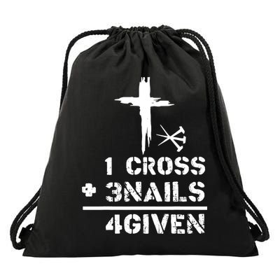 1 Cross 3 Nails Forgiven Christian Easter Day Gift Drawstring Bag