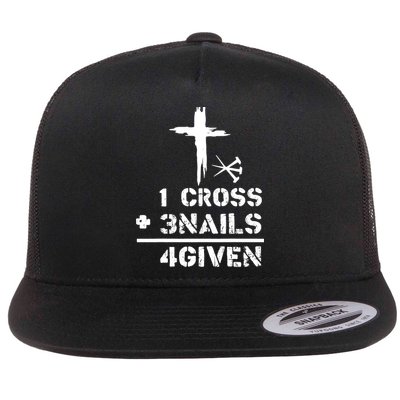 1 Cross 3 Nails Forgiven Christian Easter Day Gift Flatbill Hat