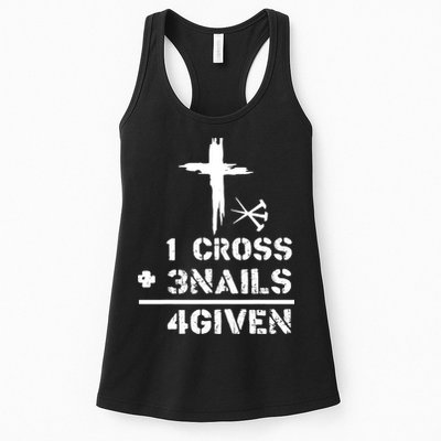 1 Cross 3 Nails Forgiven Christian Easter Day Gift Womens Tank Top