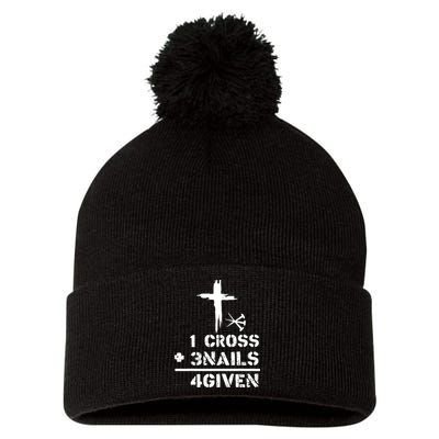 1 Cross 3 Nails Forgiven Christian Easter Day Gift Pom Pom 12in Knit Beanie