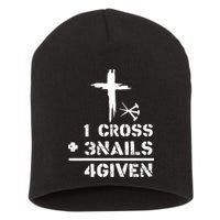 1 Cross 3 Nails Forgiven Christian Easter Day Gift Short Acrylic Beanie