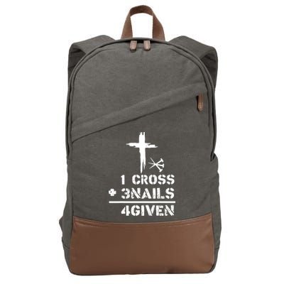 1 Cross 3 Nails Forgiven Christian Easter Day Gift Cotton Canvas Backpack