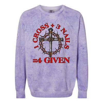 1 Cross 3 Nails 4 Giving Crucifixion Colorblast Crewneck Sweatshirt