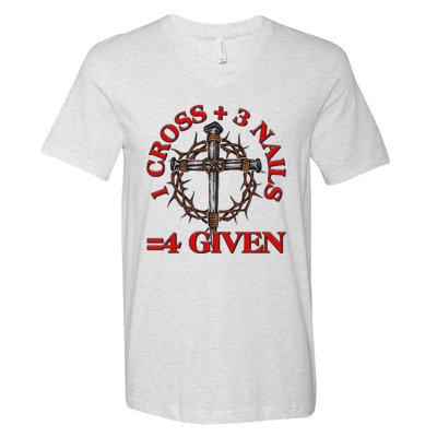 1 Cross 3 Nails 4 Giving Crucifixion V-Neck T-Shirt