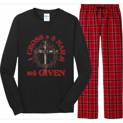 1 Cross 3 Nails 4 Giving Crucifixion Long Sleeve Pajama Set