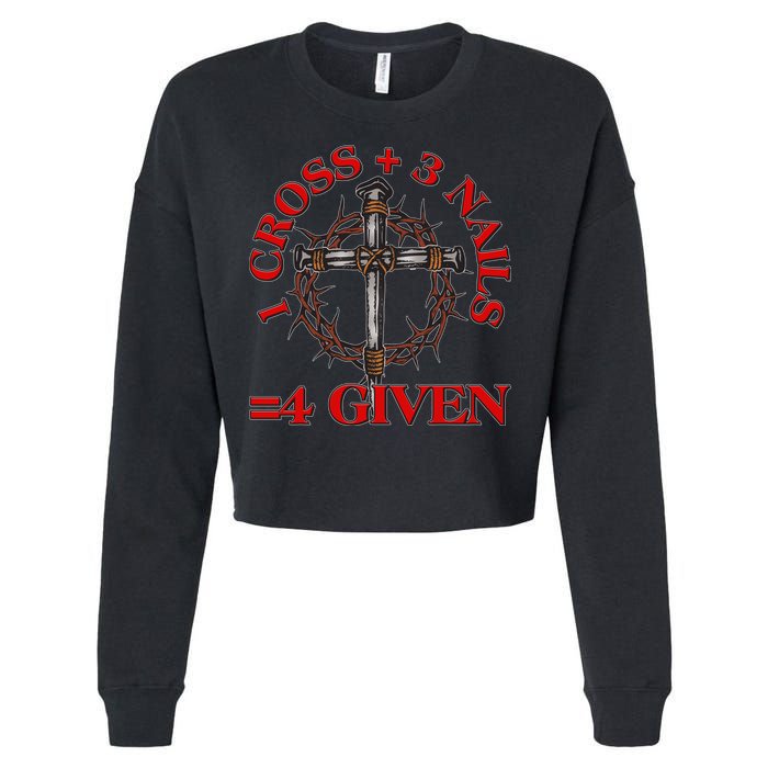 1 Cross 3 Nails 4 Giving Crucifixion Cropped Pullover Crew