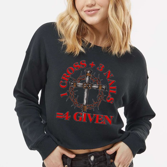 1 Cross 3 Nails 4 Giving Crucifixion Cropped Pullover Crew