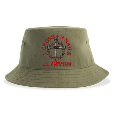 1 Cross 3 Nails 4 Giving Crucifixion Sustainable Bucket Hat