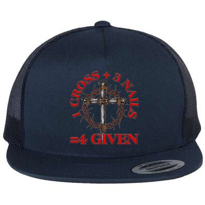 1 Cross 3 Nails 4 Giving Crucifixion Flat Bill Trucker Hat