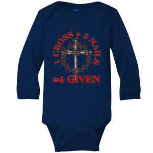 1 Cross 3 Nails 4 Giving Crucifixion Baby Long Sleeve Bodysuit