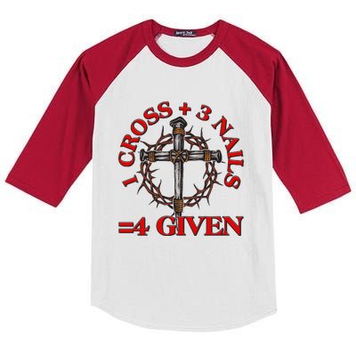 1 Cross 3 Nails 4 Giving Crucifixion Kids Colorblock Raglan Jersey