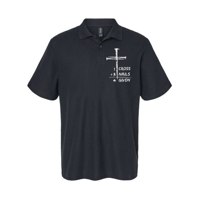 1 Cross 3 Nails Forgiven Jesus Christian Easter Softstyle Adult Sport Polo