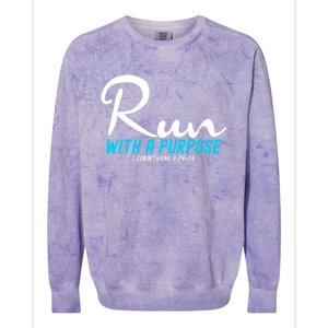 1 Corinthians 924 26 Run With A Purpose Colorblast Crewneck Sweatshirt