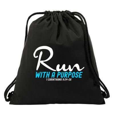 1 Corinthians 924 26 Run With A Purpose Drawstring Bag