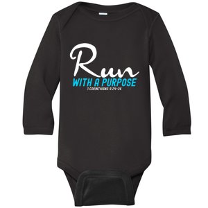 1 Corinthians 924 26 Run With A Purpose Baby Long Sleeve Bodysuit