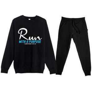 1 Corinthians 924 26 Run With A Purpose Premium Crewneck Sweatsuit Set