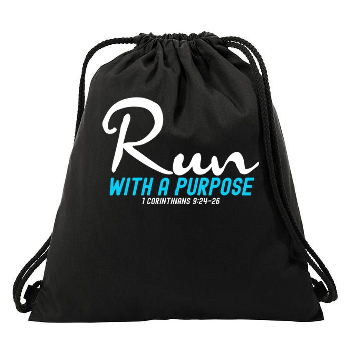 1 Corinthians 924 26 Run With A Purpose Drawstring Bag