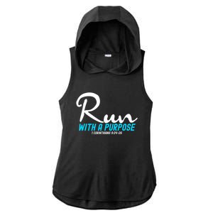 1 Corinthians 924 26 Run With A Purpose Ladies PosiCharge Tri-Blend Wicking Draft Hoodie Tank