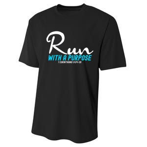 1 Corinthians 924 26 Run With A Purpose Performance Sprint T-Shirt