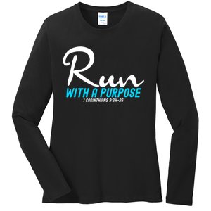 1 Corinthians 924 26 Run With A Purpose Ladies Long Sleeve Shirt