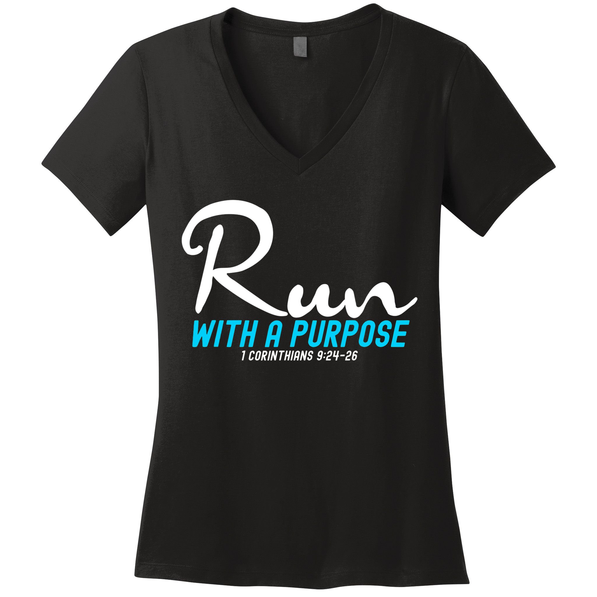 1 Corinthians 924 26 Run With A Purpose Women's V-Neck T-Shirt